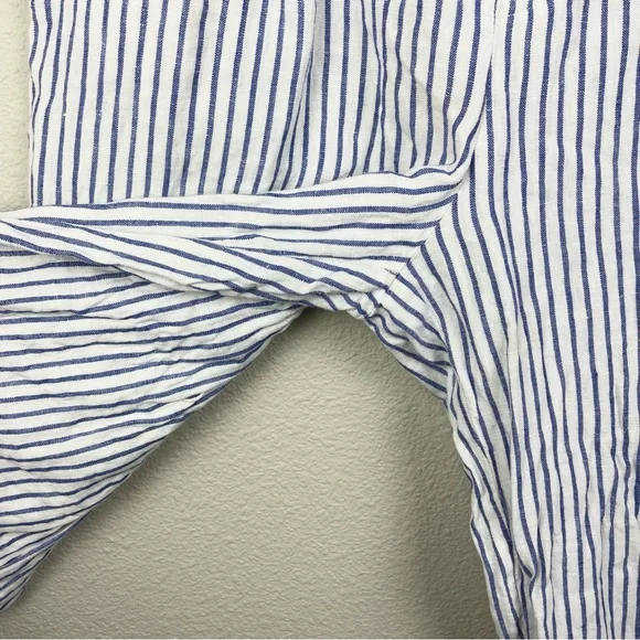 Madewell Women's 8 The Harlow Wide-Leg Pant in 100% Linen Bluestone Stripe White - Picture 7 of 16